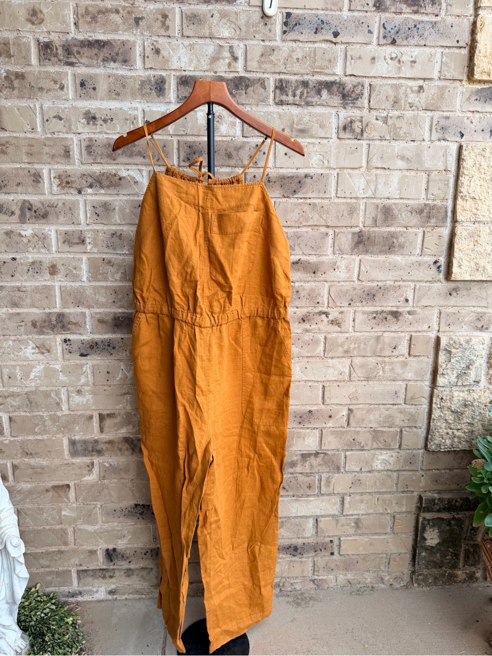 Everlane Rust-Brown Sleeveless Linen Jumpsuit Size Large - Picture 2 of 11